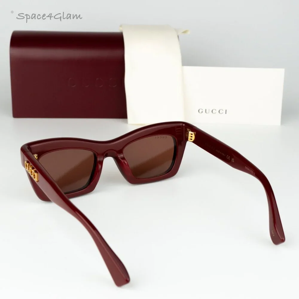 Gucci Women Sunglasses Burgundy Brown Cat Eye GG1773S 003 BRAND NEW - Picture 8 of 12